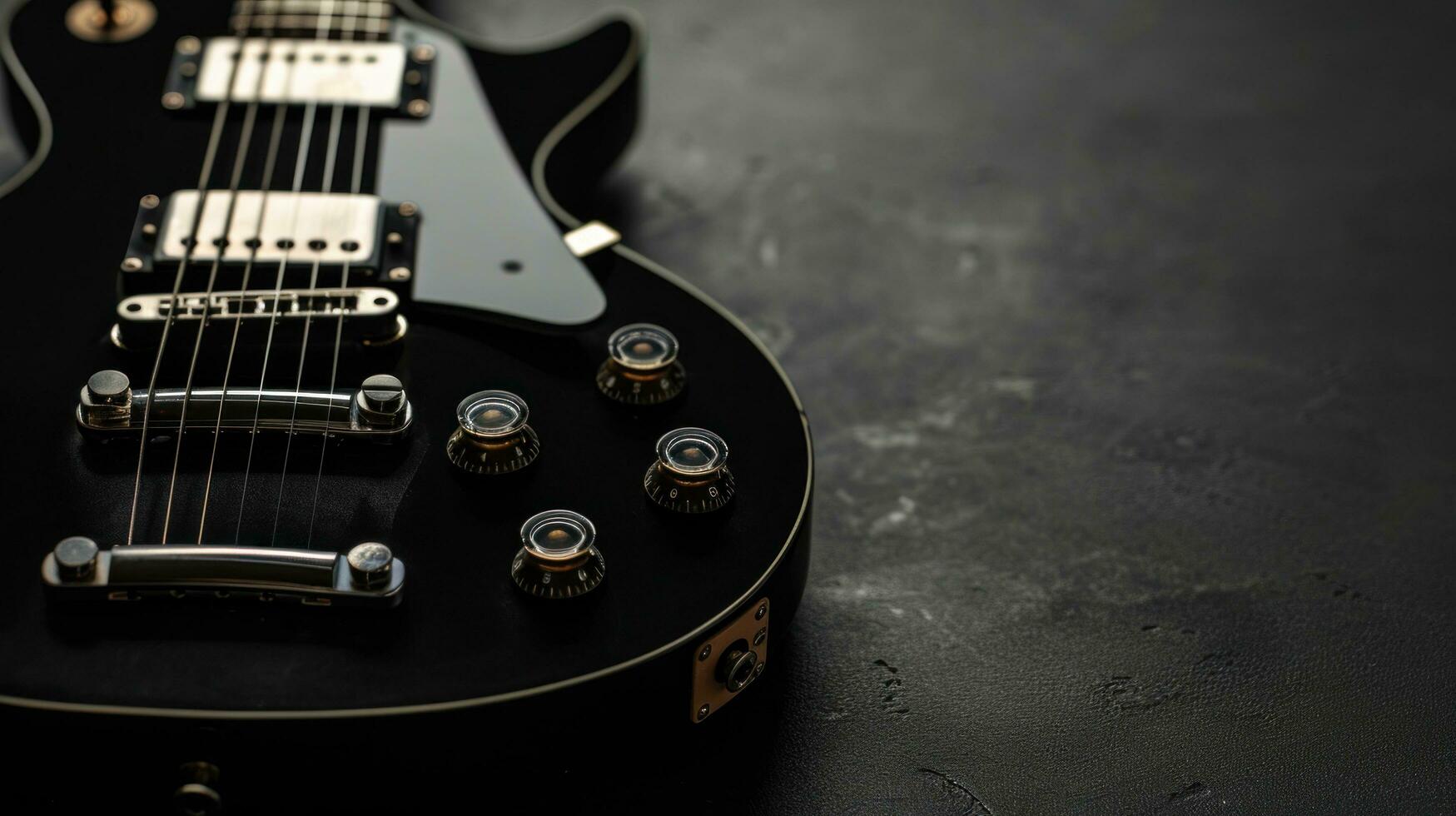 AI generated black guitar background with copy space photo