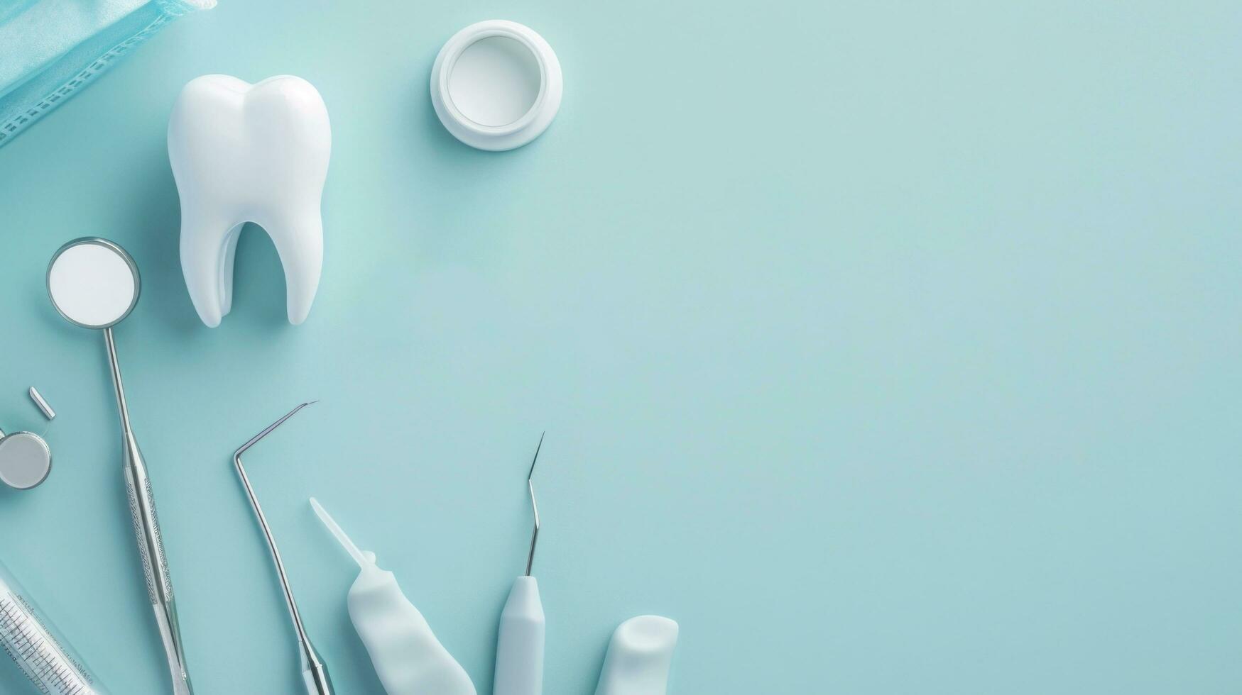 AI generated Dental clinic advertisment background with copy space photo