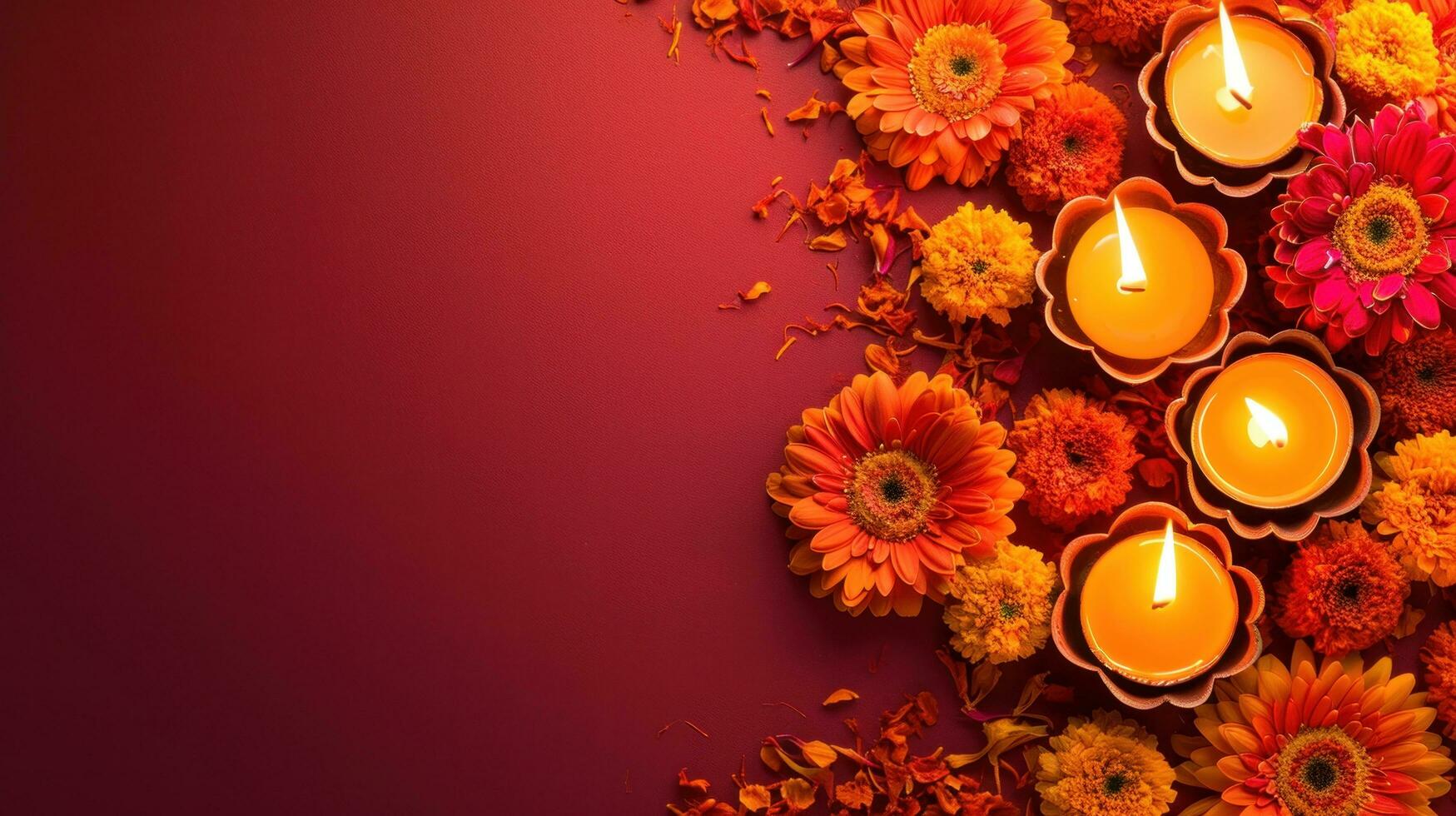 AI generated Diwali advertisment background with copy space photo