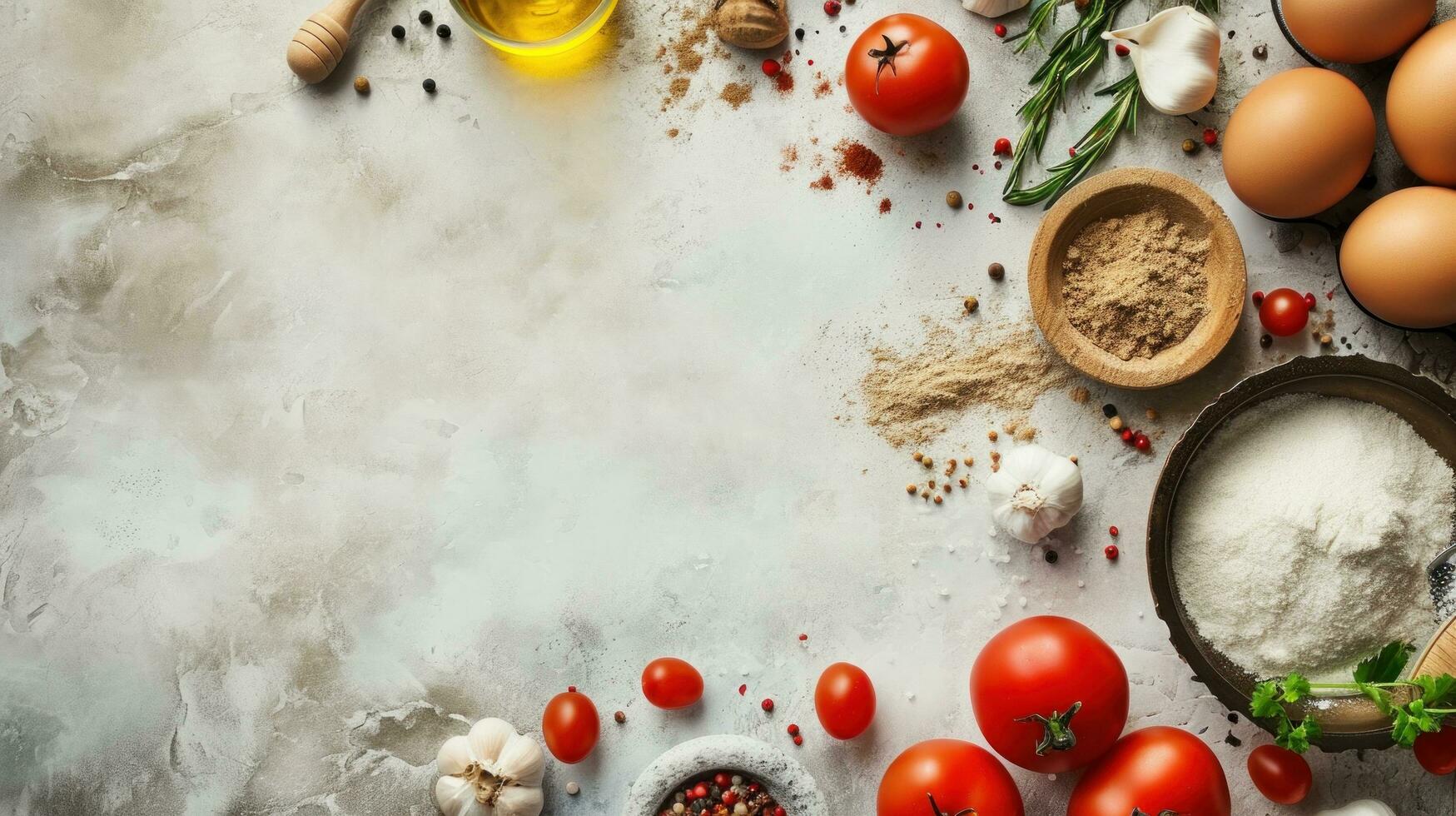 AI generated Cooking class advertisment background with copy space photo