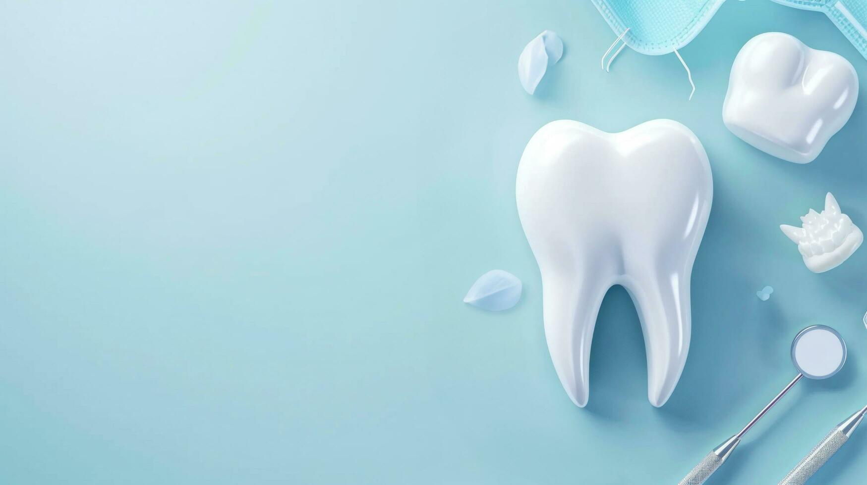 AI generated Dental clinic advertisment background with copy space photo