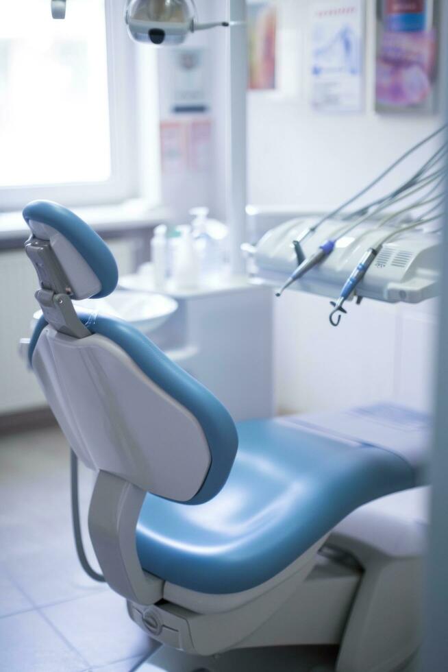 AI generated Dental clinic advertisment background with copy space photo