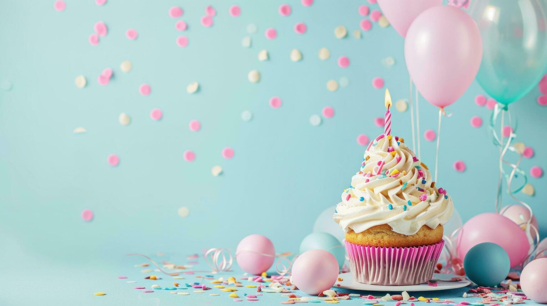 AI generated birthday background with copy space photo