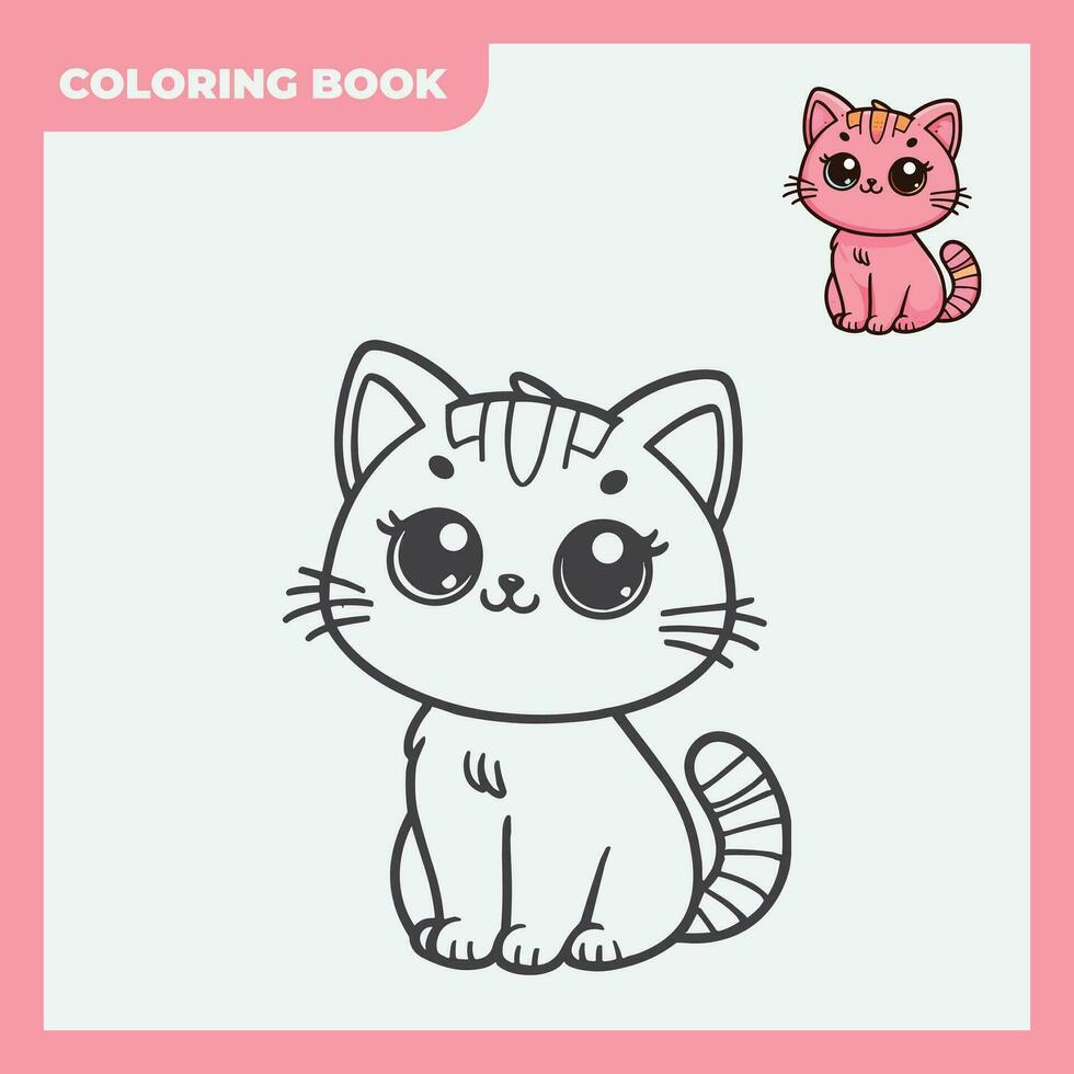 coloring book sketch illustration design for children, with sketches of cute and adorable cats vector