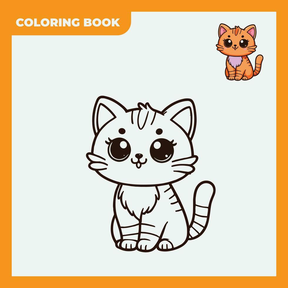 colorante libro bosquejo ilustración diseño para niños, con bocetos de linda y adorable gatos vector