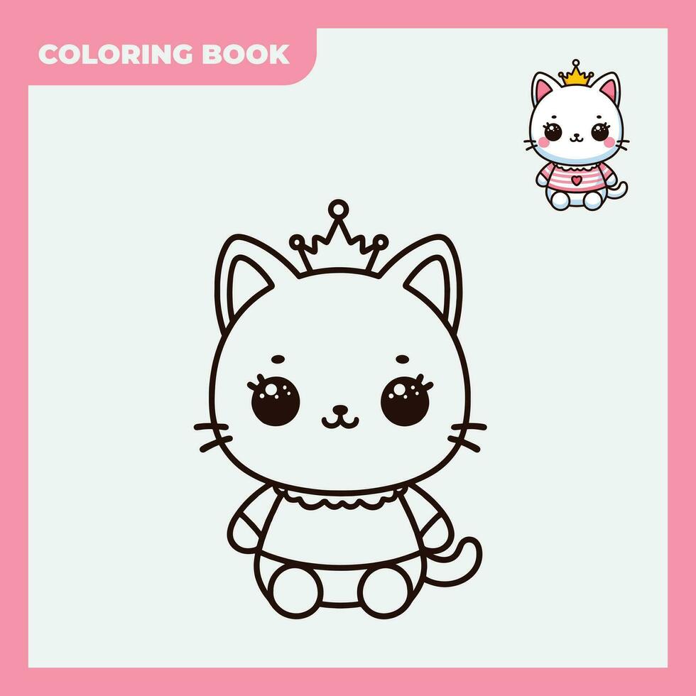 coloring book sketch illustration design for children, with sketches of cute and adorable cats vector