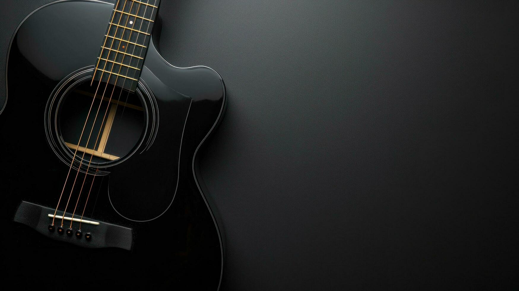 AI generated black guitar background with copy space photo