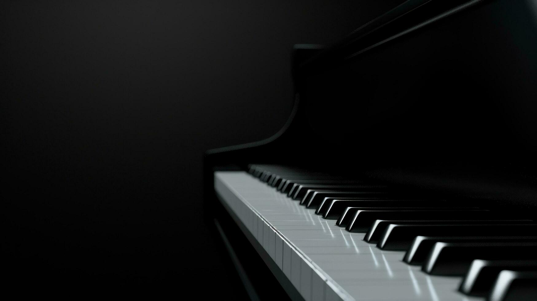 AI generated black piano background with copy space photo