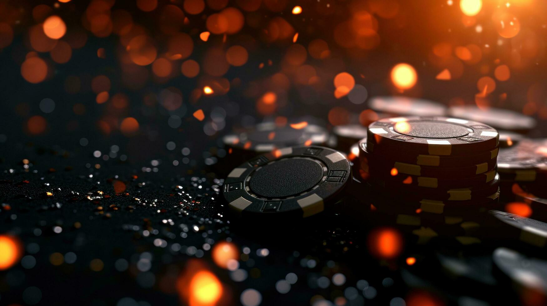 AI generated black casino background with copy space photo