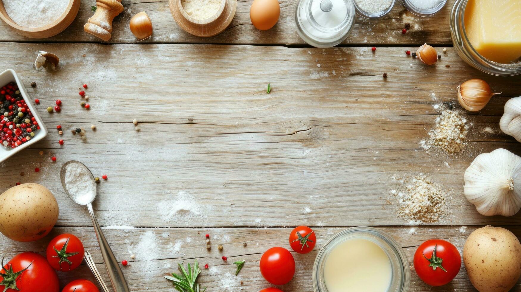 AI generated Cooking class advertisment background with copy space photo