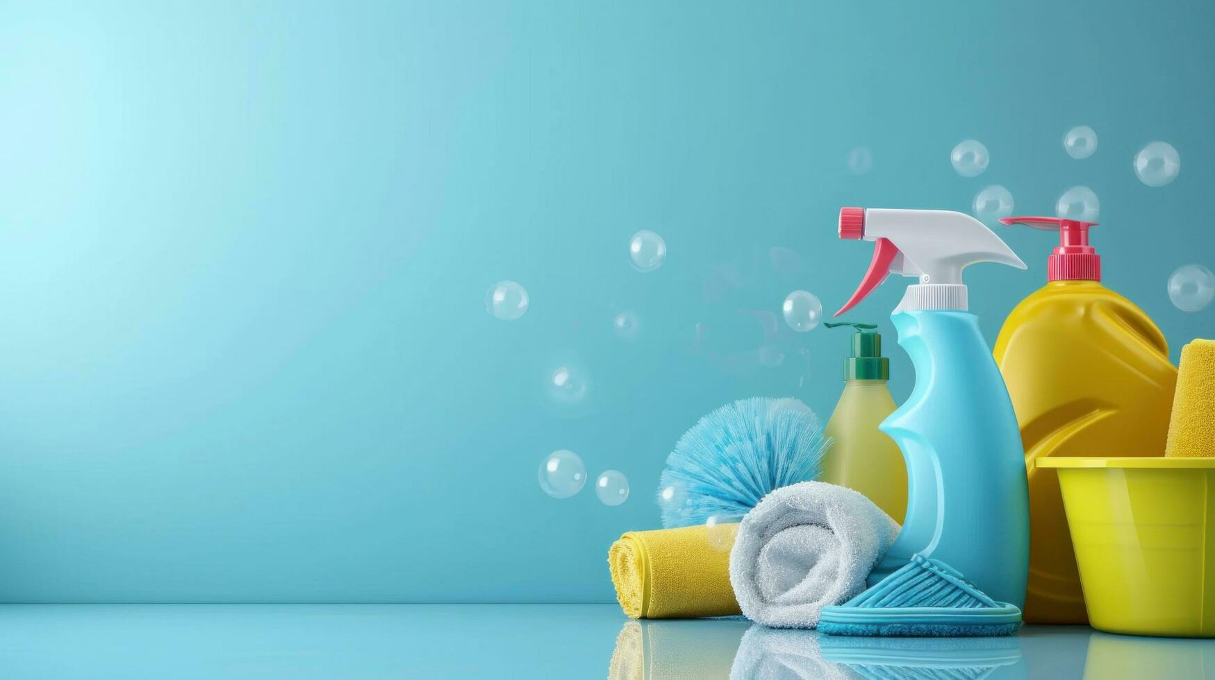 AI generated cleaning company advertisment background with copy space photo