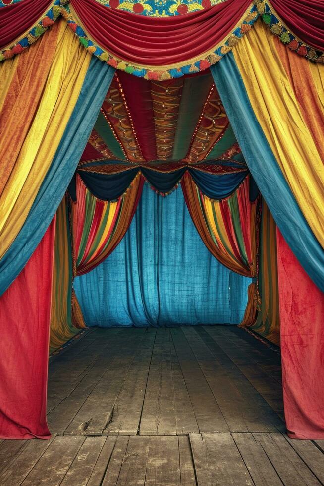 AI generated circus advertisment background with copy space photo