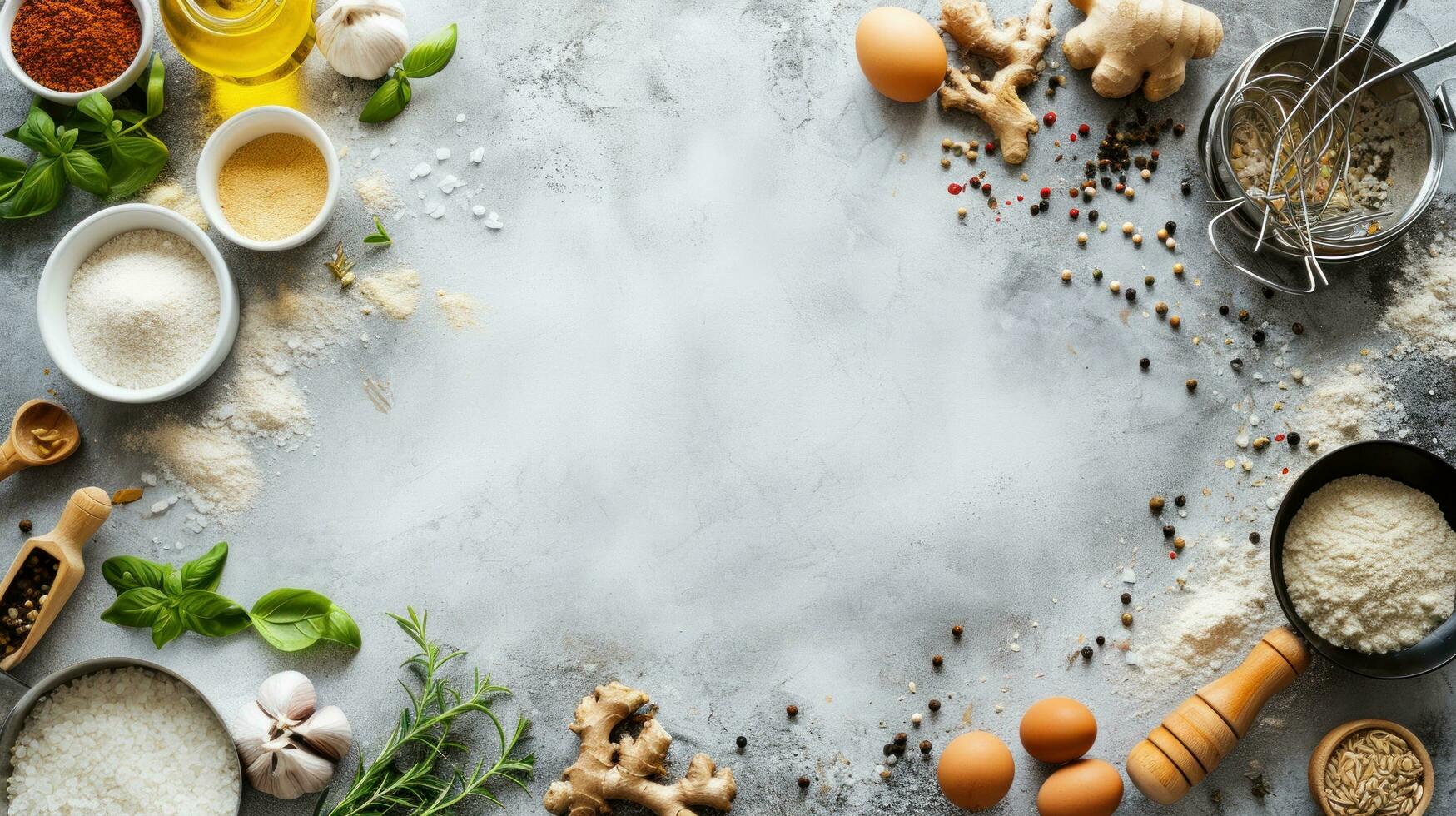 AI generated Cooking class advertisment background with copy space photo