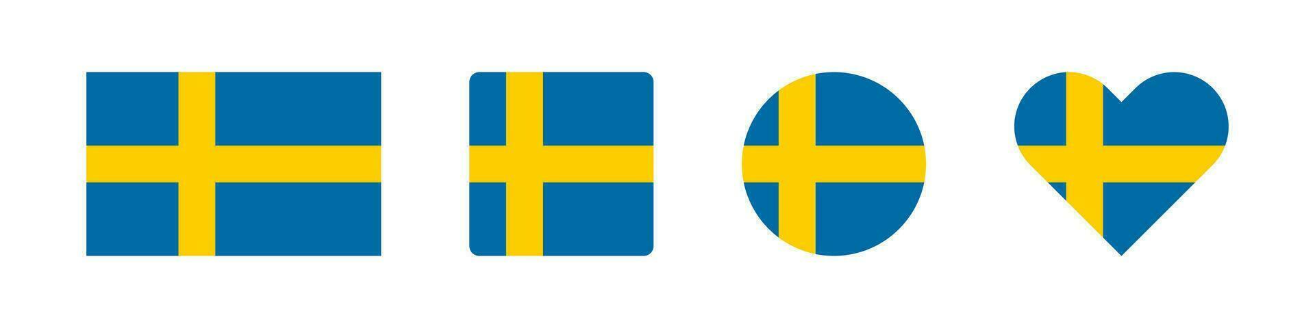 Sweden icon. Swedish flag signs. National badge symbol. Europe country symbols. Culture sticker icons. Vector isolated sign.