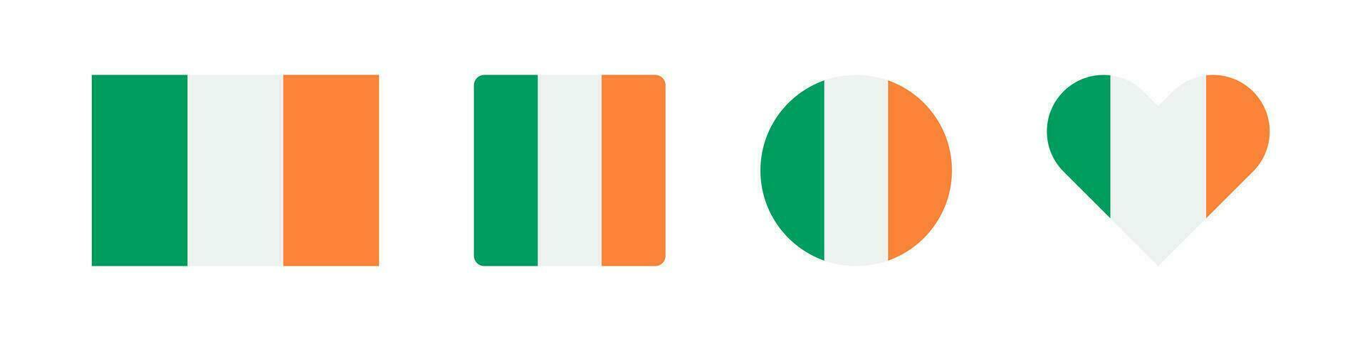 Ireland icon. Irish flag signs. National badge symbol. Europe country symbols. Culture sticker icons. Vector isolated sign.