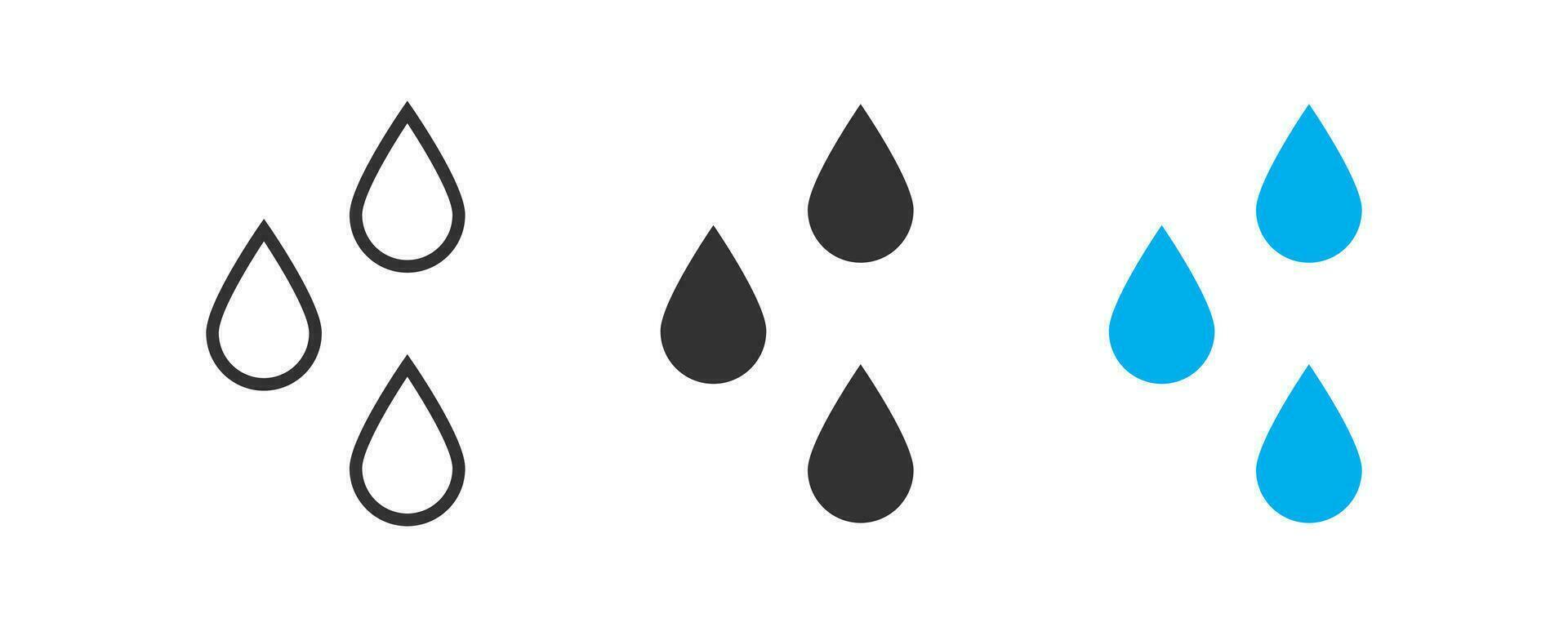 soltar icono. agua señales. lluvia símbolo. petróleo simbolos líquido gotita iconos negro, azul color. vector aislado signo.