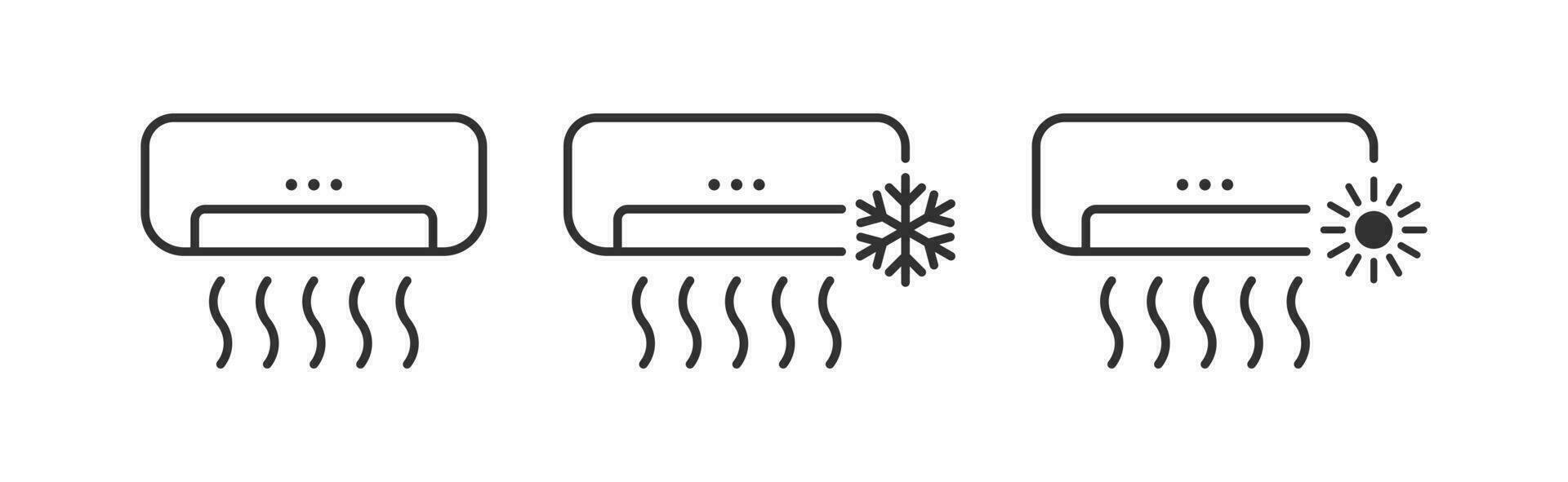 Air conditioner icon. Climate control in home symbol. Condition system signs. Conditioning office symbols. Fan icons. Black color. Vector sign.