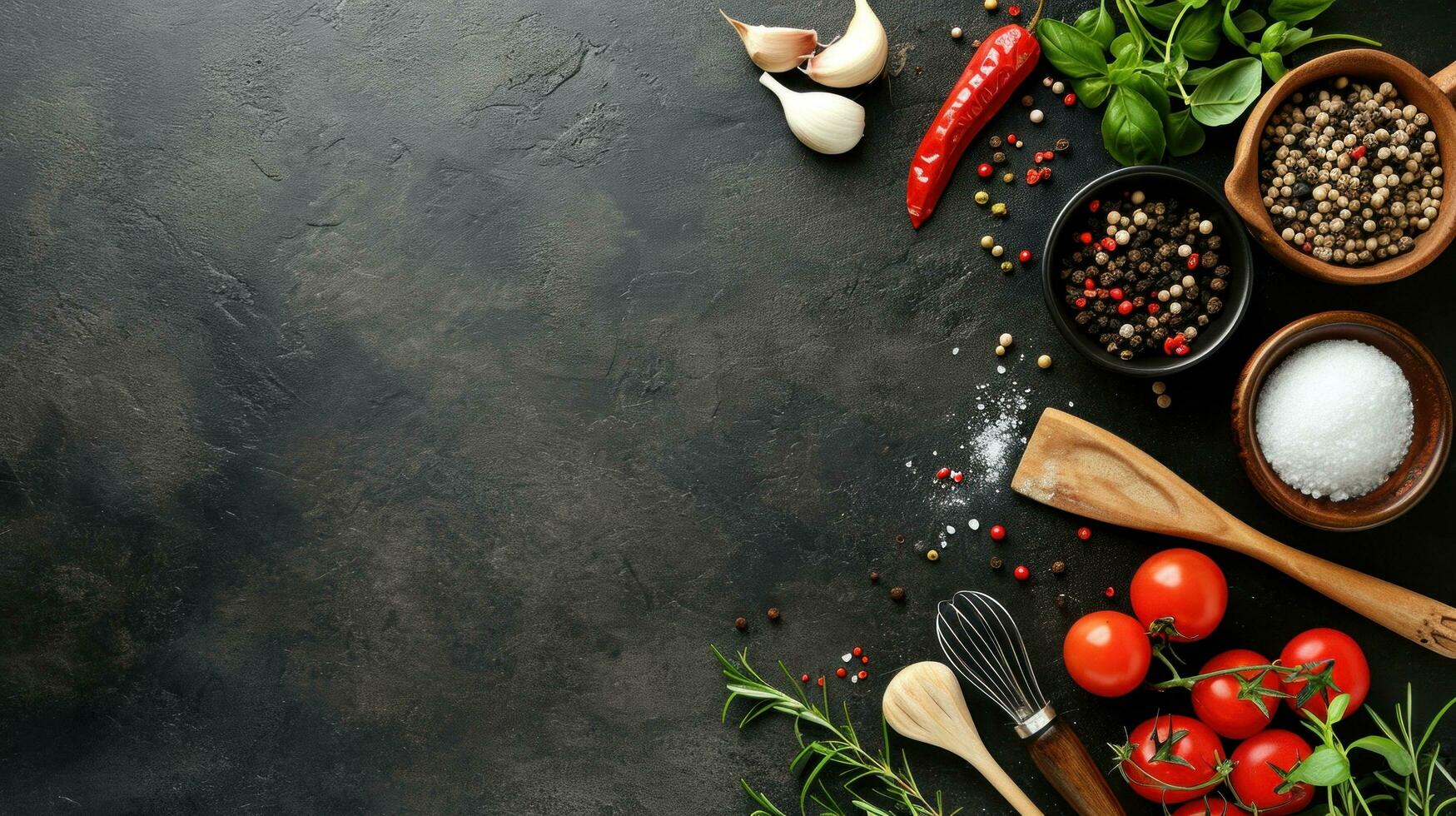 AI generated Cooking class advertisment background with copy space photo