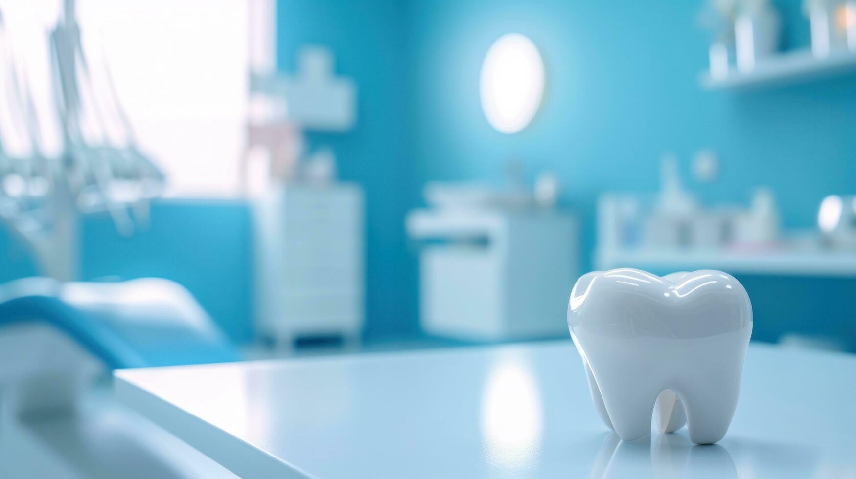AI generated Dental clinic advertisment background with copy space photo