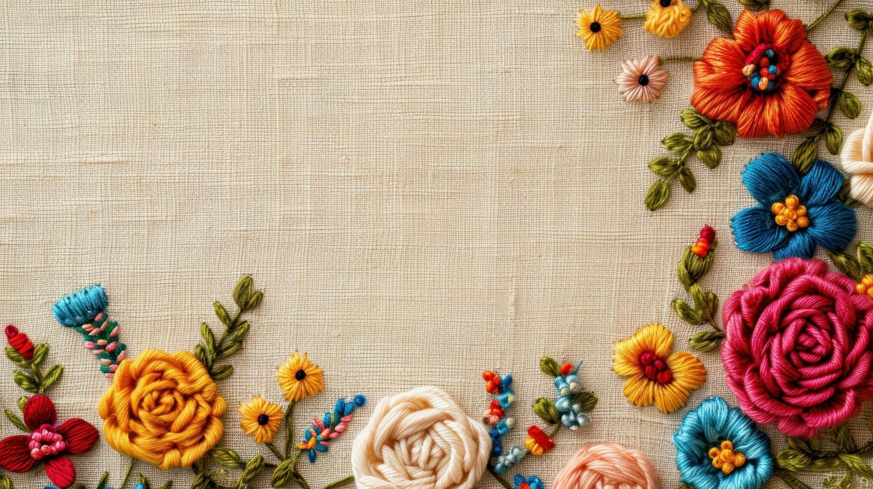 AI generated embroidery background with copy space photo