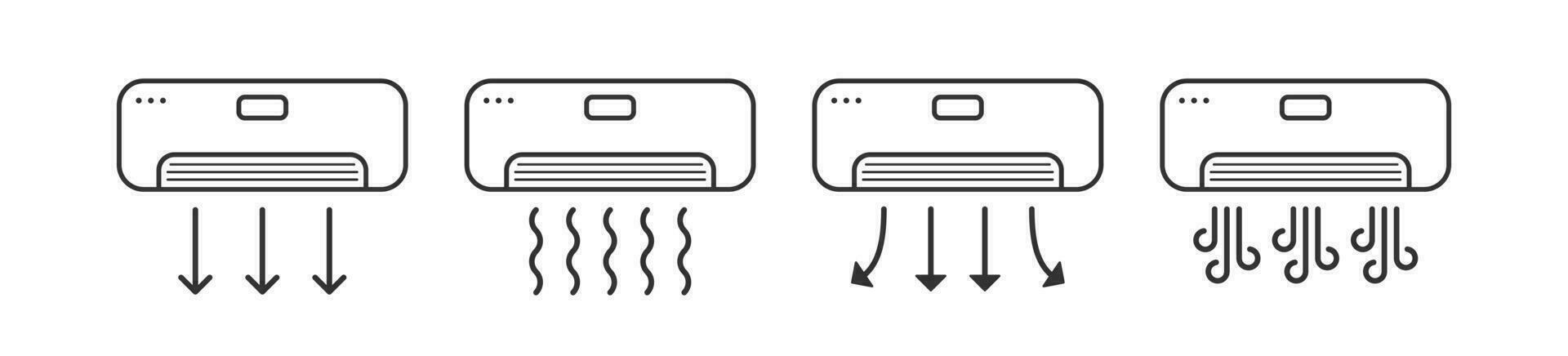 aire acondicionador icono. acondicionamiento símbolo. clima sistema señales. oficina ventilador simbolos hogar temperatura iconos negro color. vector signo.