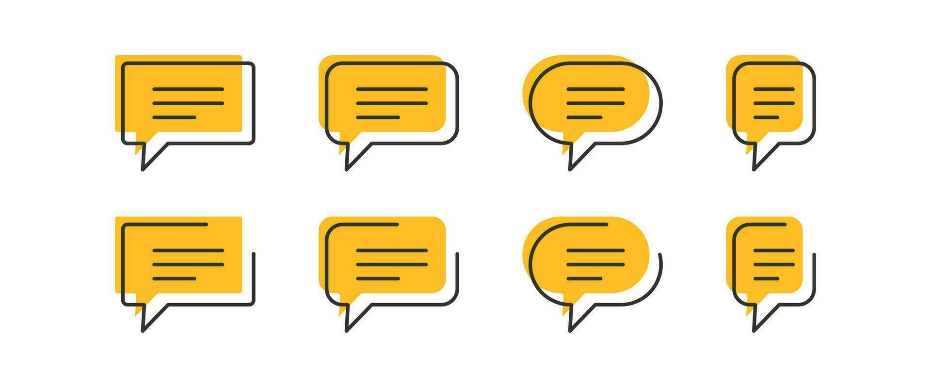 Speech bubble. Chat balloon symbol. Talk template. Communication banner. Message. Black, yellow color. Vector sign.