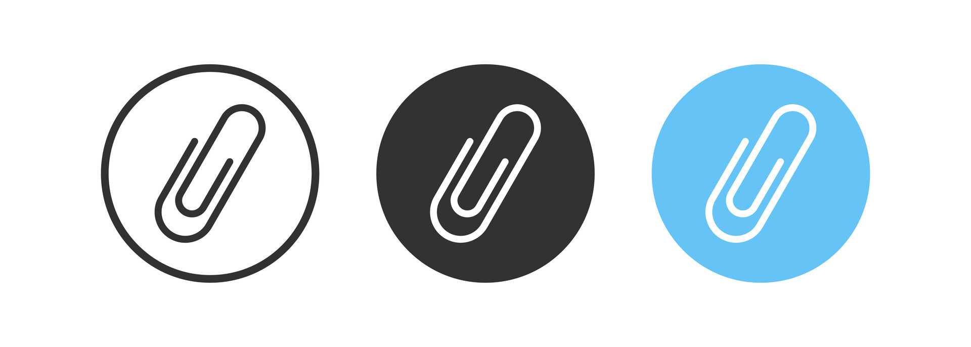 Paper clip icon. Paperclip symbol. Clamp document signs. Attach mail