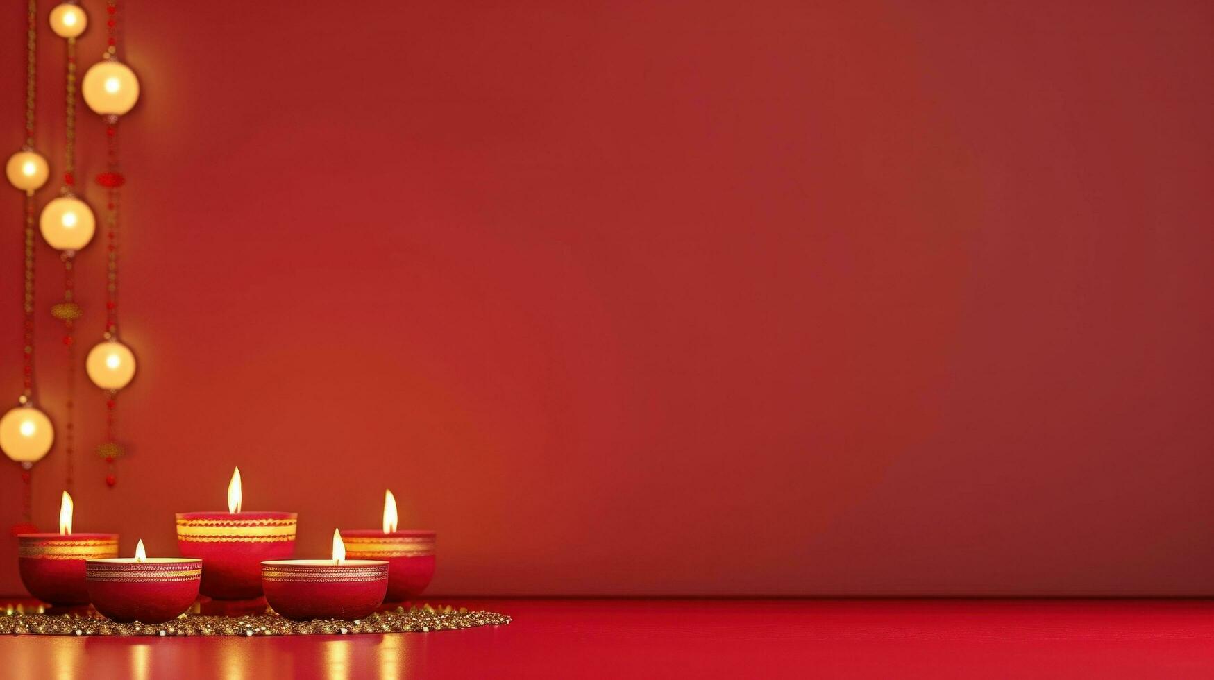 AI generated Diwali advertisment background with copy space photo