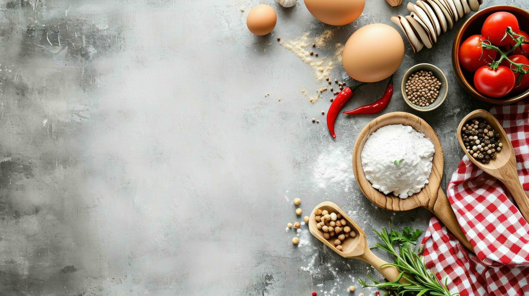 AI generated Cooking class advertisment background with copy space photo