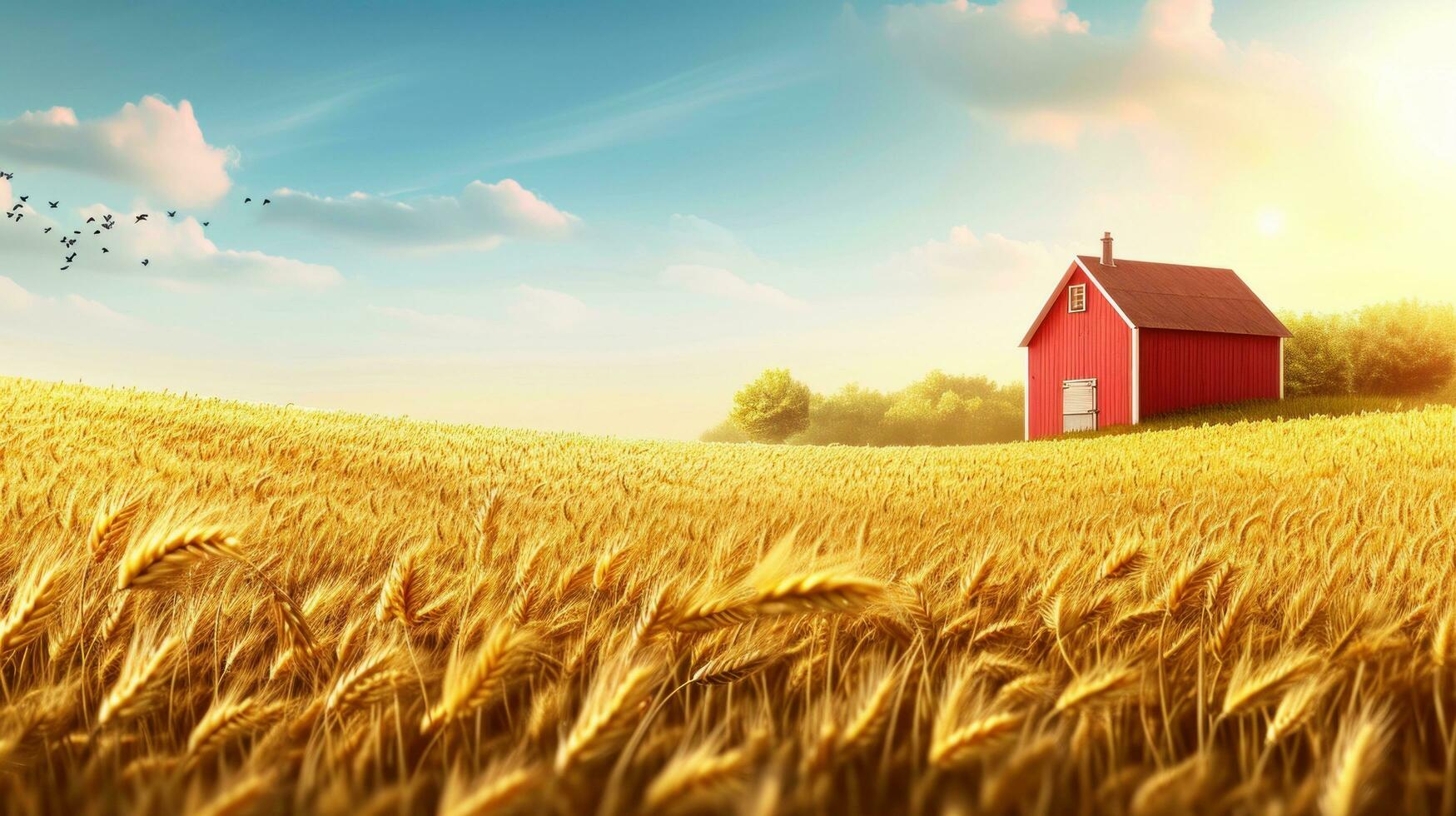 AI generated Farm advertisment background with copy space photo