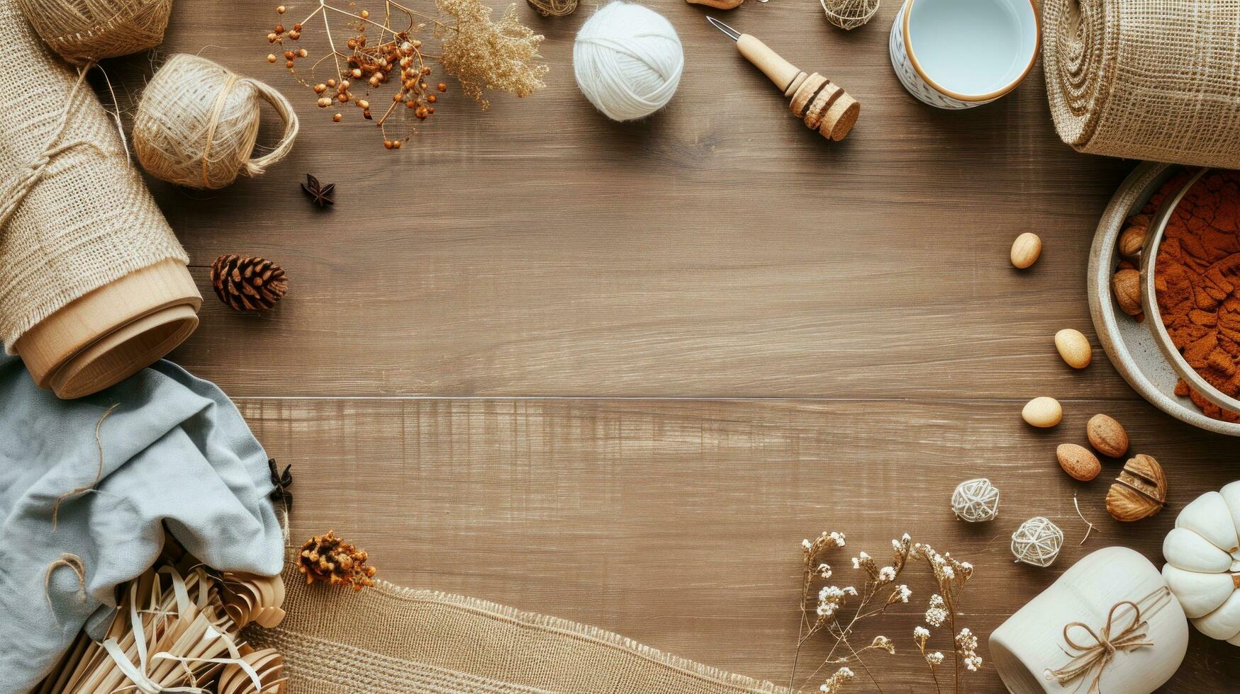 AI generated Craft shop advertisment background with copy space photo