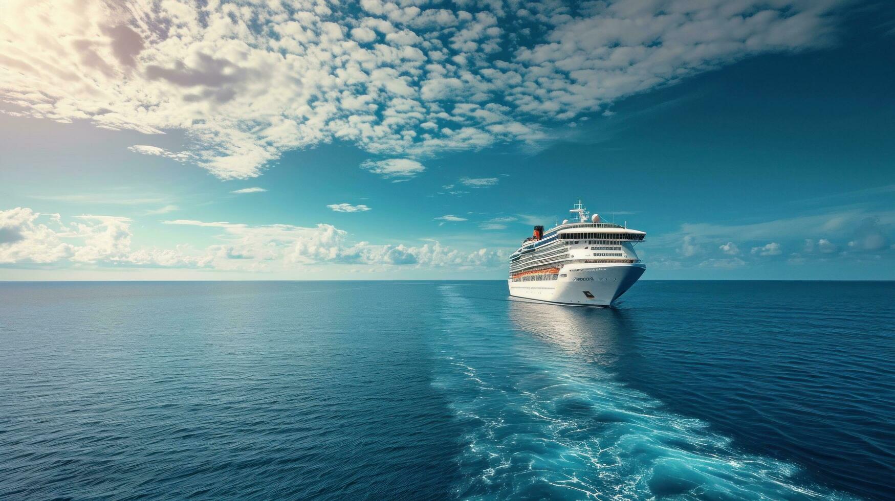 AI generated sea cruise advertisement background with copy space photo