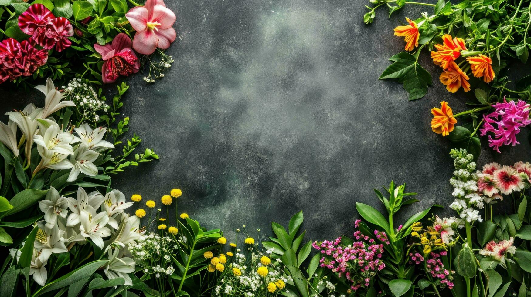 AI generated Florist advertisment background with copy space photo