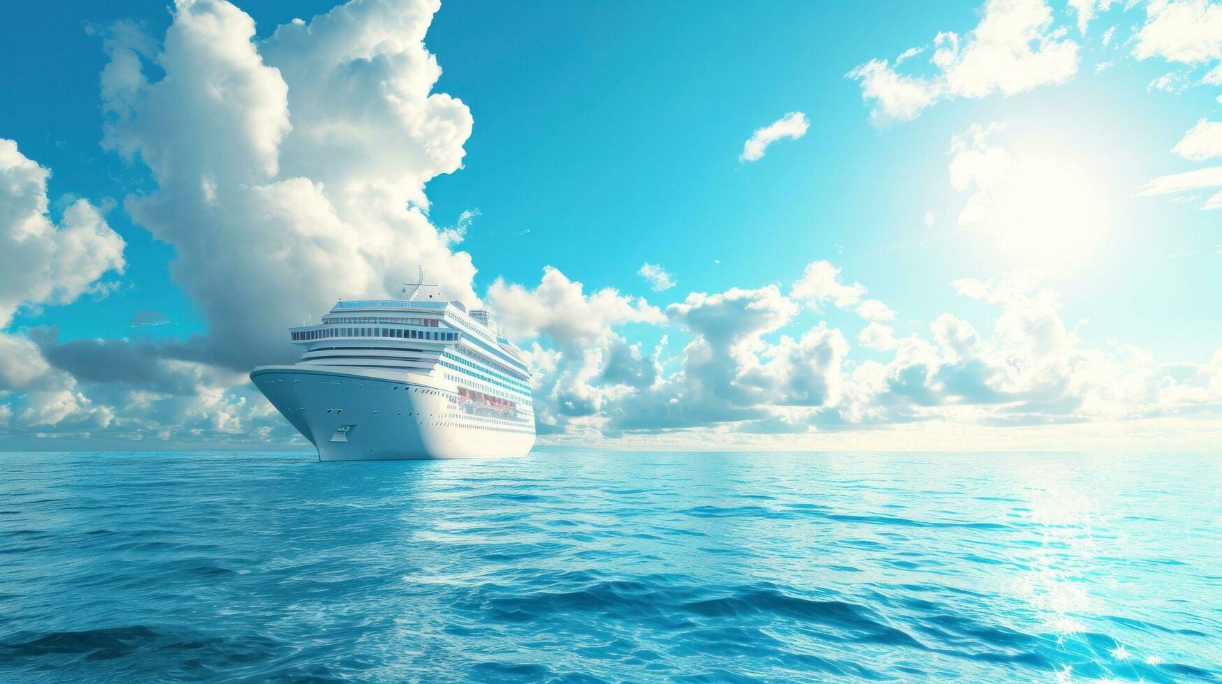 AI generated sea cruise advertisement background with copy space photo