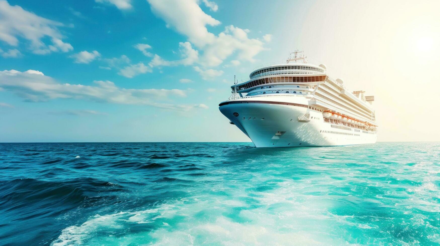 AI generated sea cruise advertisement background with copy space photo