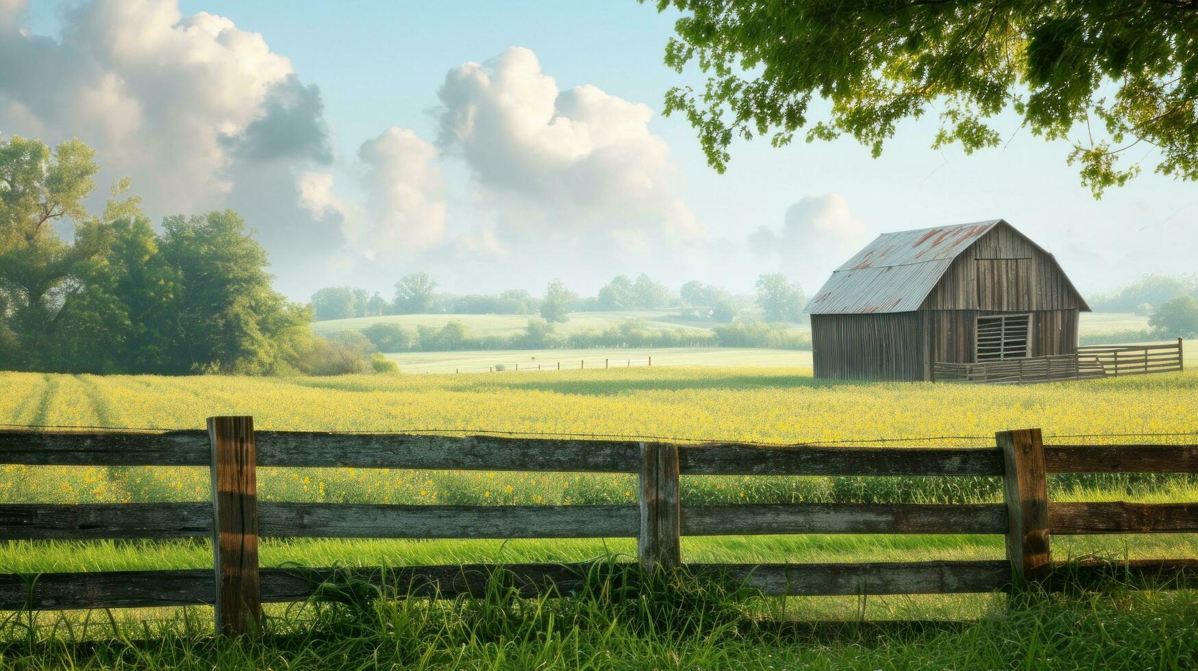 AI generated Farm advertisment background with copy space photo