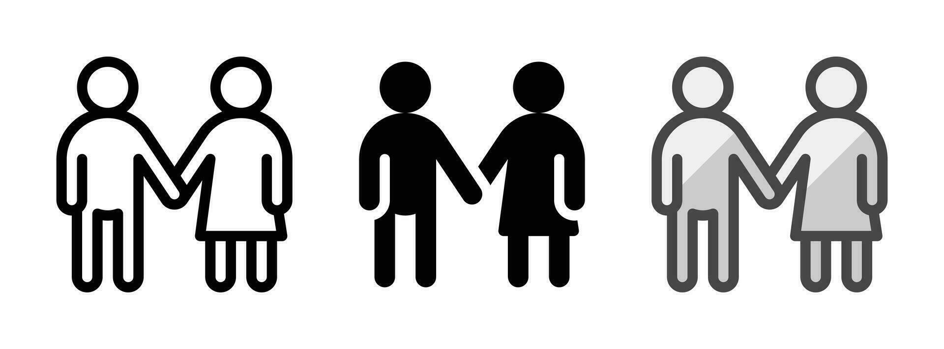 Multipurpose Couple Vector Icon in Outline, Glyph, Filled Outline Style