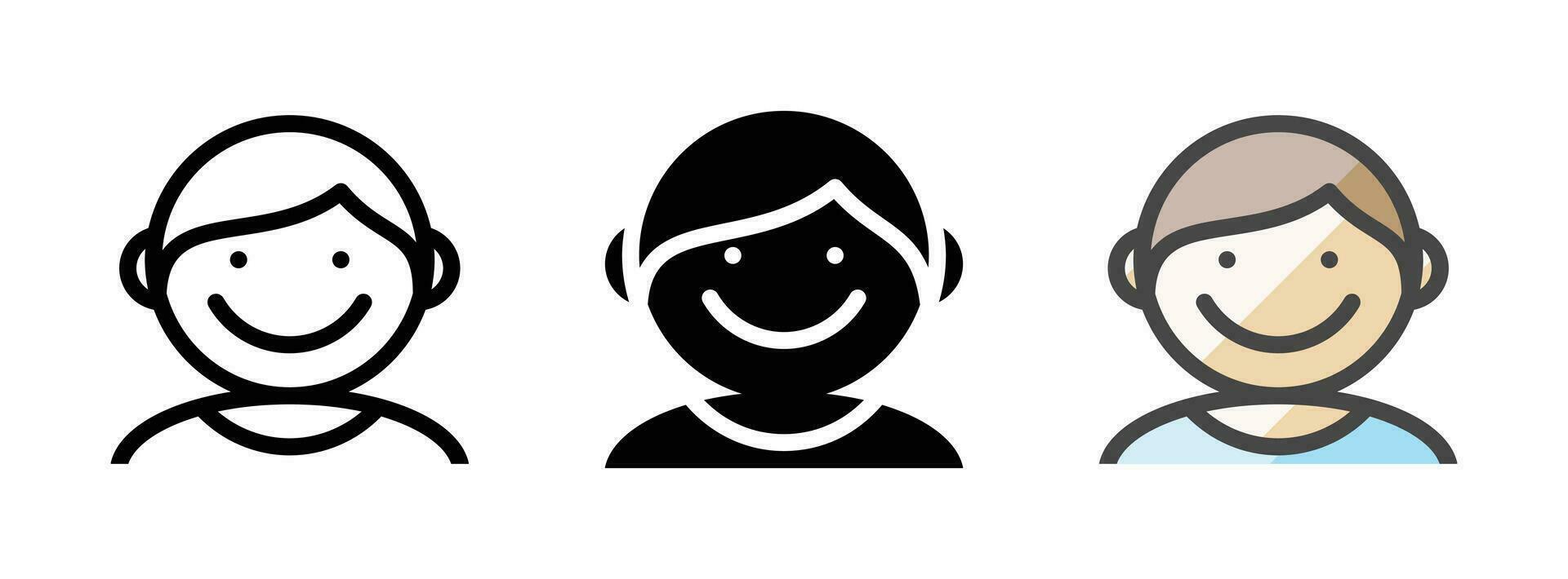 Multipurpose Boy Vector Icon in Outline, Glyph, Filled Outline Style