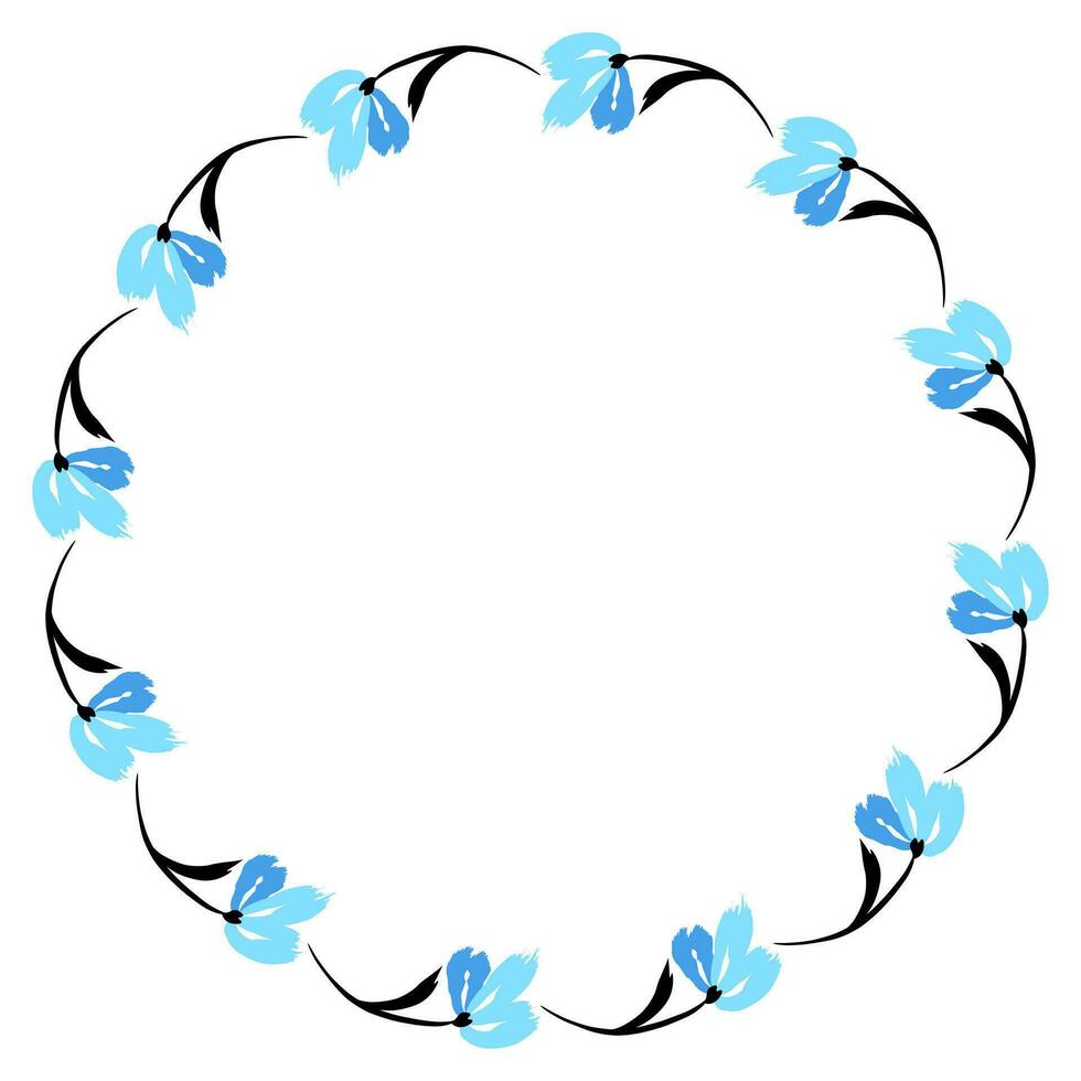 Flower wreath. Round flower wreath, pattern graphic design. Background with a bouquet of flowers in a circle vector
