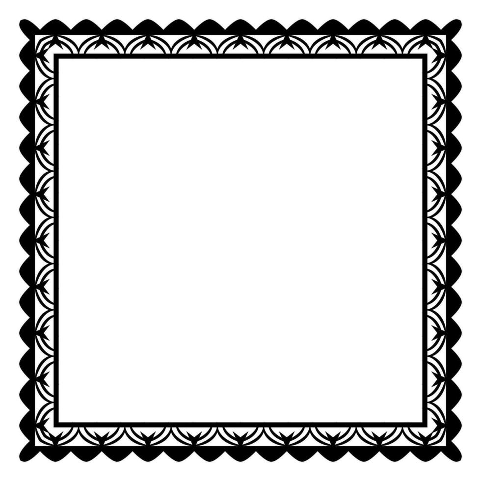 Border frame square pattern. Islamic, indian, greek motifs. Geometric frames in black color isolated on white background vector