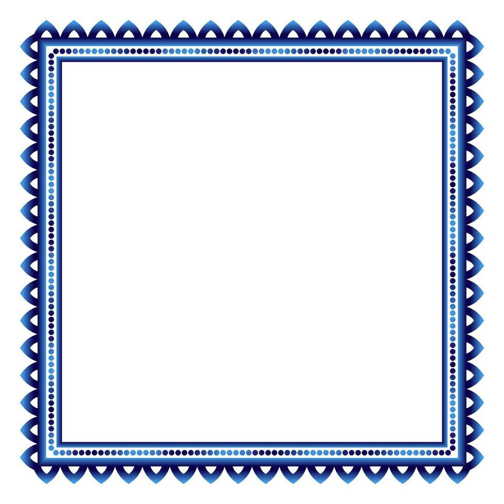 Border frame ceramic tile pattern. Islamic, indian, arabic motifs. Damask border square pattern. Porcelain ethnic bohemian background vector