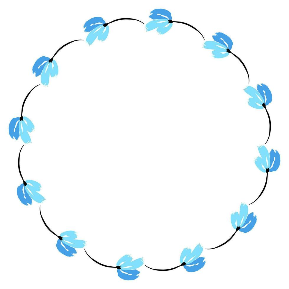 Flower wreath. Round flower wreath, pattern graphic design. Background with a bouquet of flowers in a circle vector