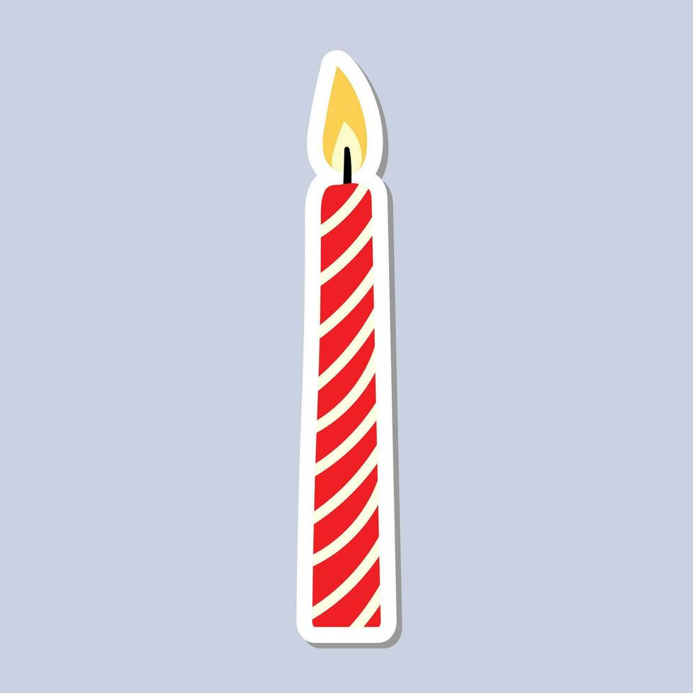 Christmas candle sticker. A festive sticker icon with a candle vector
