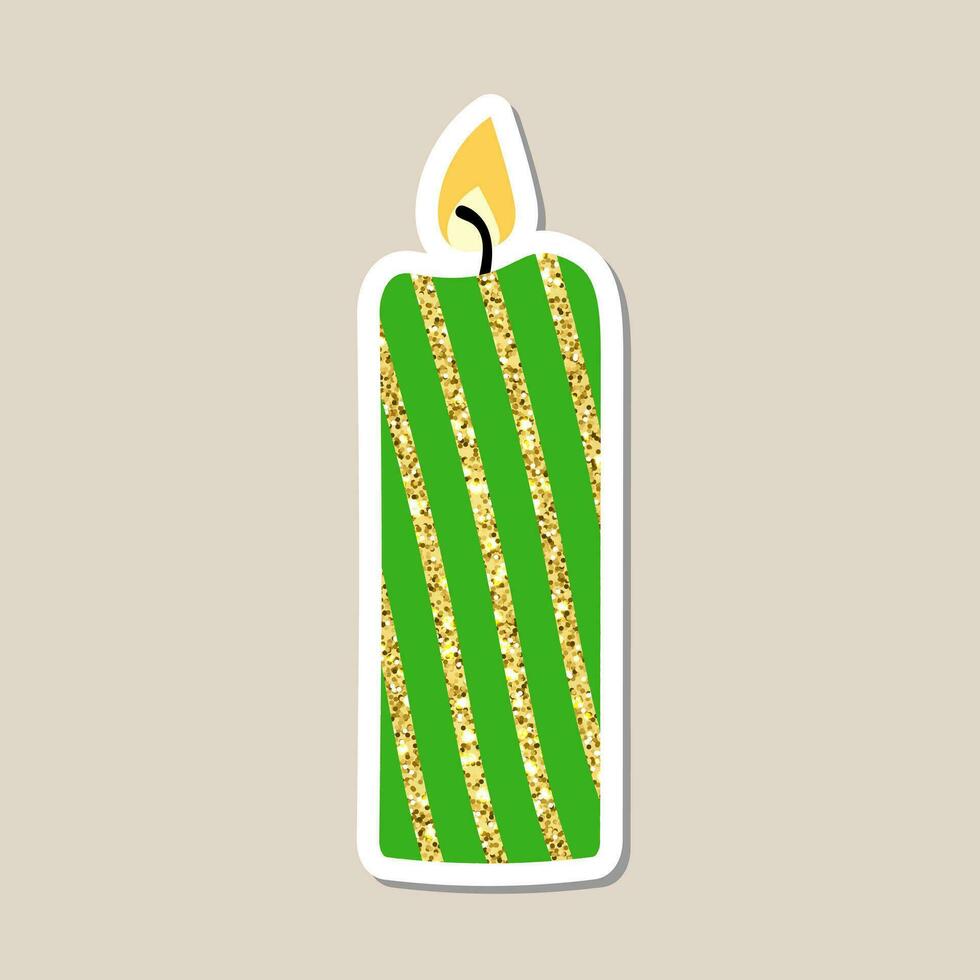 Christmas candle sticker. A festive sticker icon with a candle vector