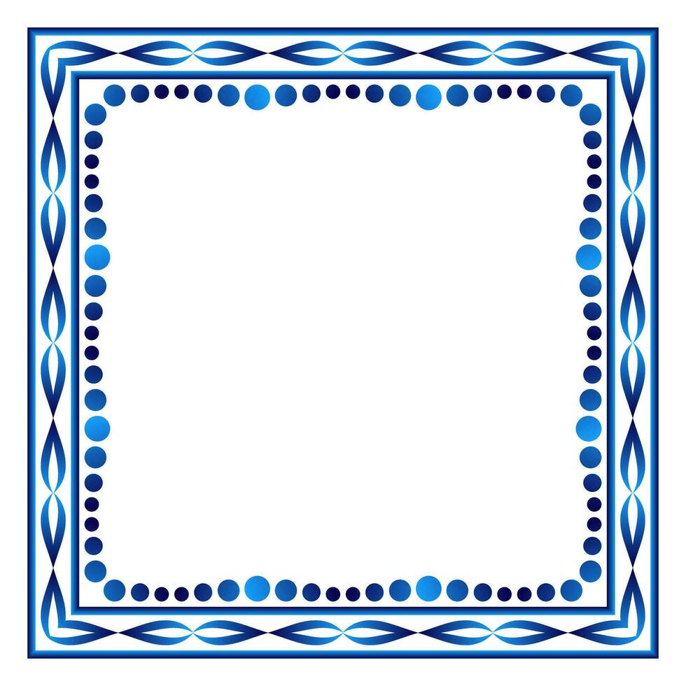 Border frame ceramic tile pattern. Islamic, indian, arabic motifs. Damask border square pattern. Porcelain ethnic bohemian background vector