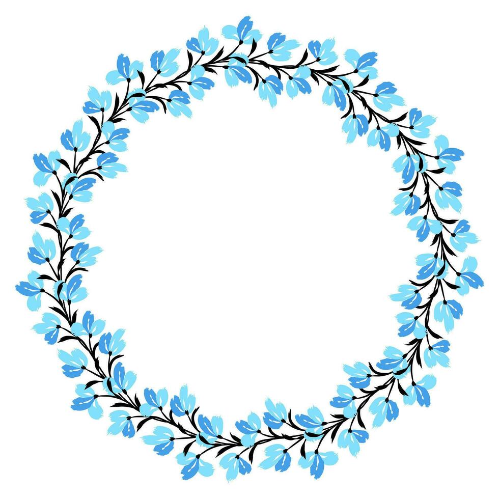Flower wreath. Round flower wreath, pattern graphic design. Background with a bouquet of flowers in a circle vector