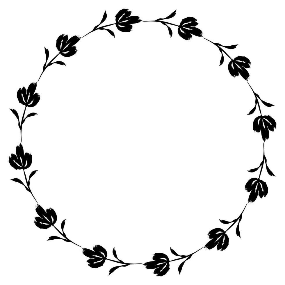 Flower wreath. Round flower wreath, pattern graphic design. Background with a bouquet of flowers in a circle vector