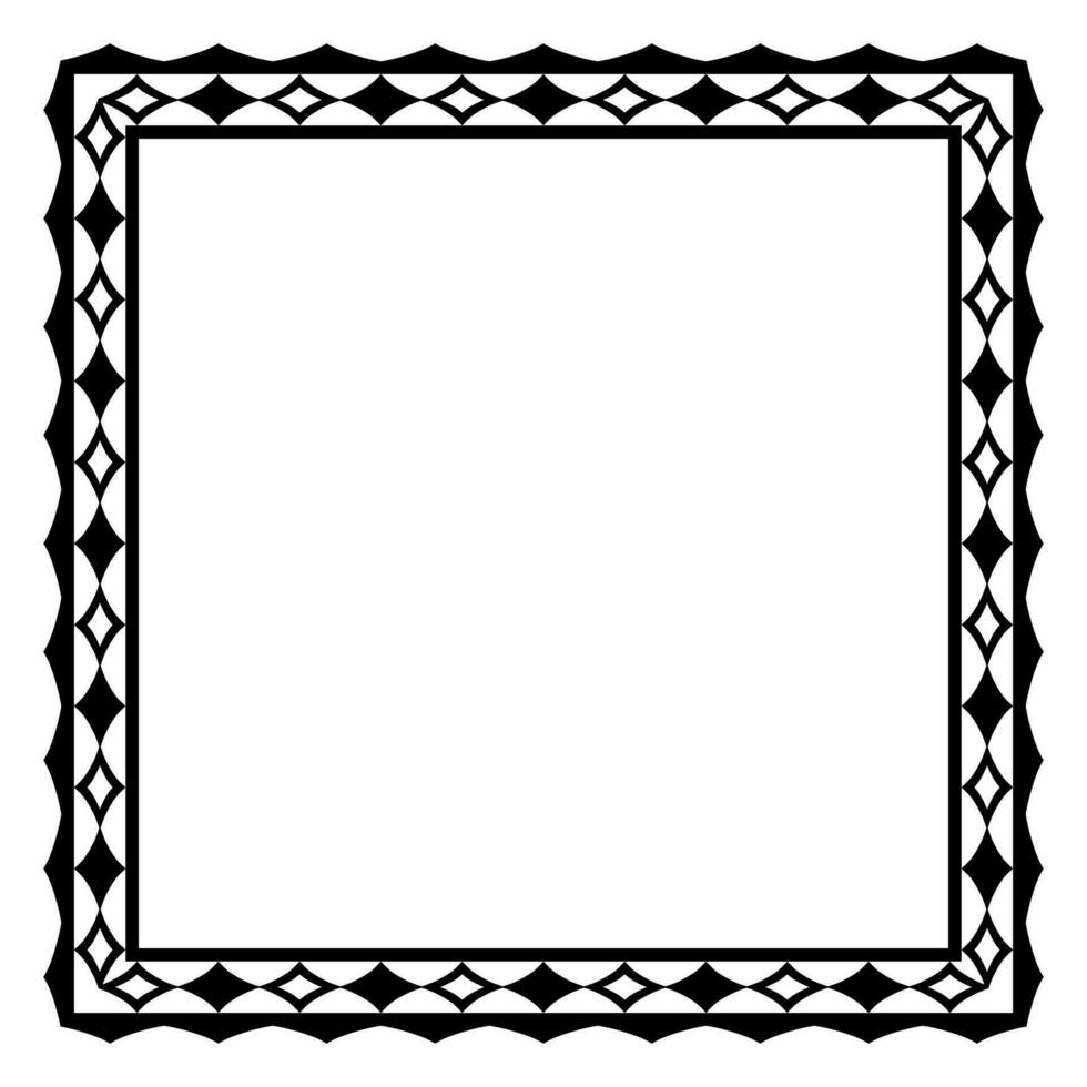 Border frame square pattern. Islamic, indian, greek motifs. Geometric frames in black color isolated on white background vector