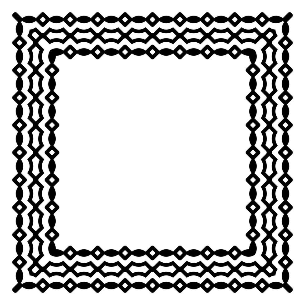 Border frame square pattern. Islamic, indian, greek motifs. Geometric frames in black color isolated on white background vector