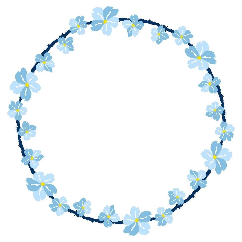 Flower wreath. Round flower wreath, pattern graphic design. Background with a bouquet of flowers in a circle vector